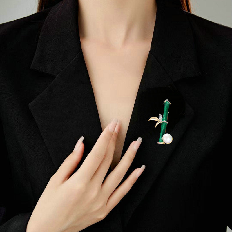 Bamboo brings peace, national trend, retro bamboo brooch, female festival, high national style cheongsam pin, collar decoration, autumn and winter clothing-Mix MIx Style