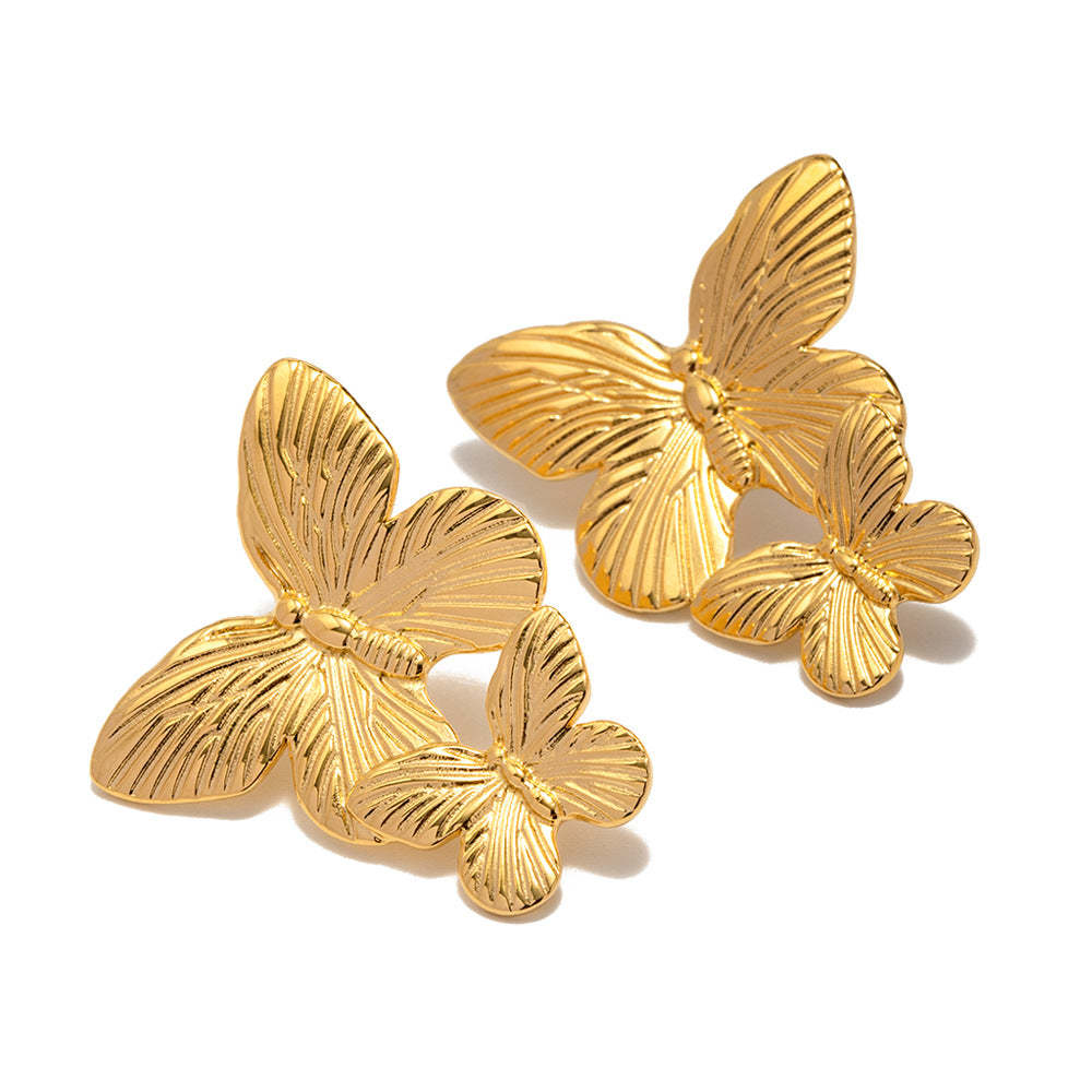 Butterflies Retro Trendy 18k Vermeil Gold Plated Drop Earrings | Mix Mix Style-Mix MIx Style