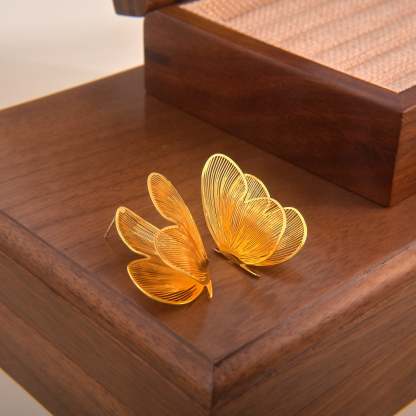 Butterfly Delicate Trendy 18k Vermeil Gold Plated Vintage Retro Stud Earrings | Mix Mix Style-Mix MIx Style