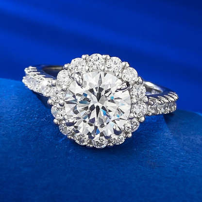 White Round Cut Moissanite Diamond 3ct 18k White Gold Luxury Engagement Ring | Mix Mix Style-Mix MIx Style