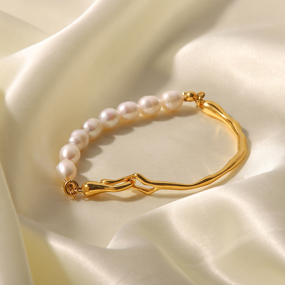 Blue & White Akoya Pearls 18k Gold Plated Bracelet | Mix Mix Style [Hot Seller]-Mix MIx Style