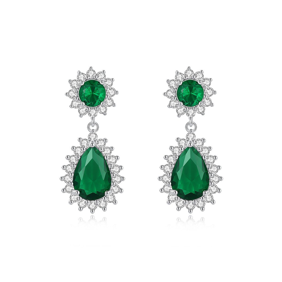 Green - Blue Trendy Pear Cut Moissanite Diamond Elegant 18k White Gold Plated Retro Drop Earrings | Mix Mix Style-Mix MIx Style