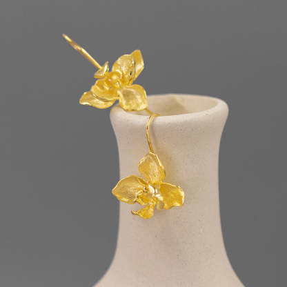 Looking for original butterfly and orchid S925 sterling silver elegant, intellectual, aesthetic, literary and artistic temperament butterfly orchid earrings-Mix MIx Style