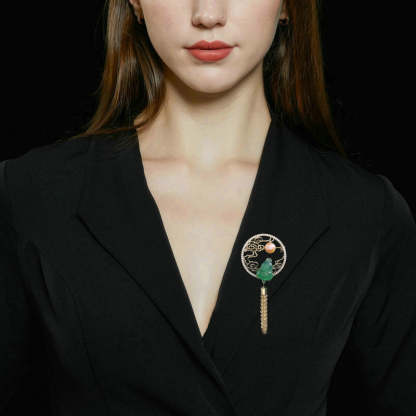 National style retro elegant temperament brooch natural freshwater pearl Fulu corsage cheongsam accessories tassel Xiangyun brooch-Mix MIx Style