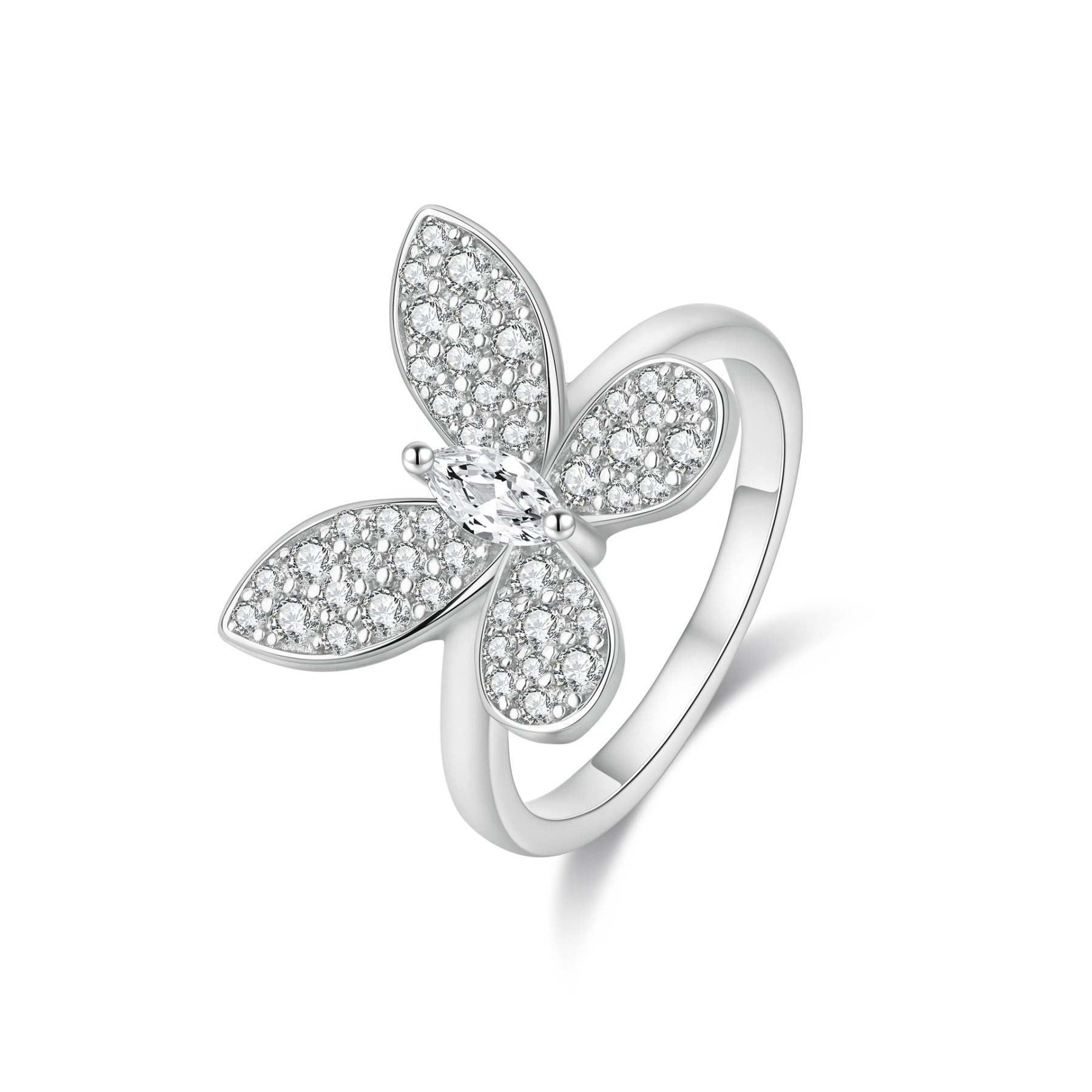 S925 Silver Butterfly Ring Women's High-end Style Style Full Diamond Butterfly Diamond Ring Light Luxury Niche-Mix MIx Style
