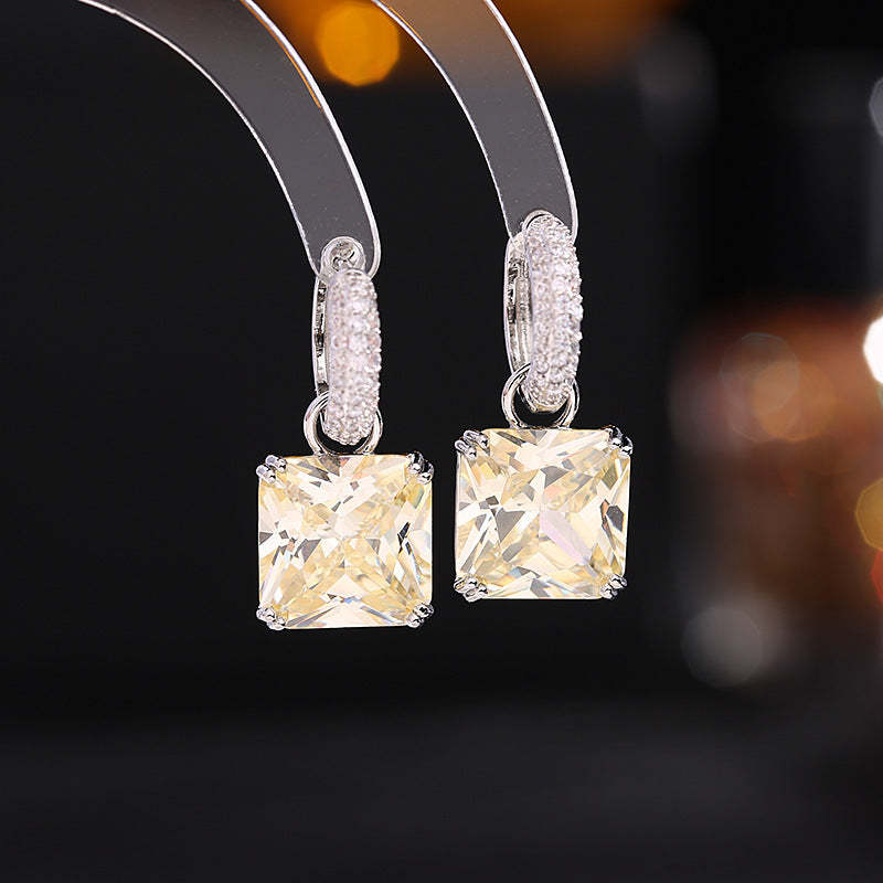 New light luxury high-end niche design sugar cube earrings detachable one two wear super flash square zircon ear buckle-Mix MIx Style
