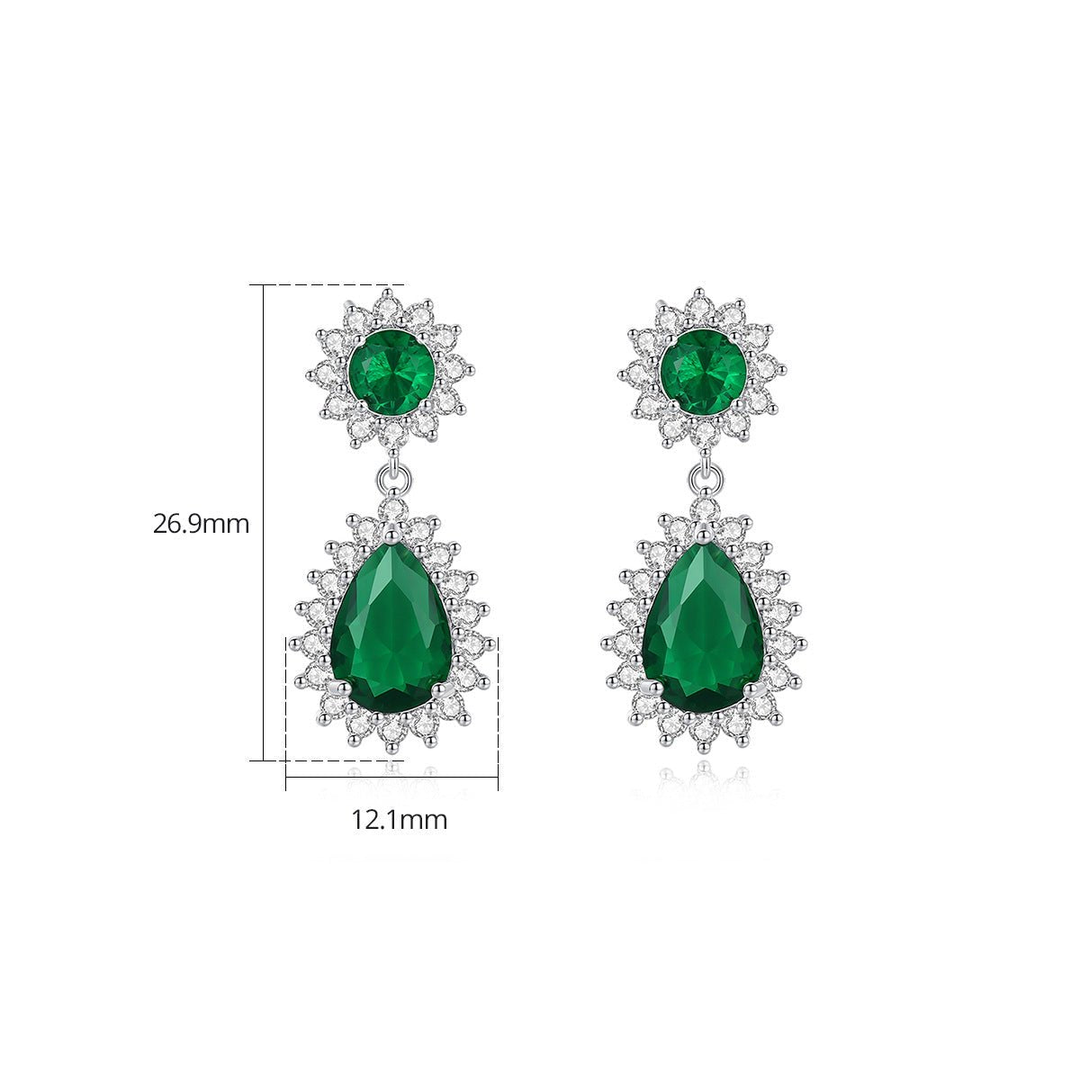 Green - Blue Trendy Pear Cut Moissanite Diamond Elegant 18k White Gold Plated Retro Drop Earrings | Mix Mix Style-Mix MIx Style