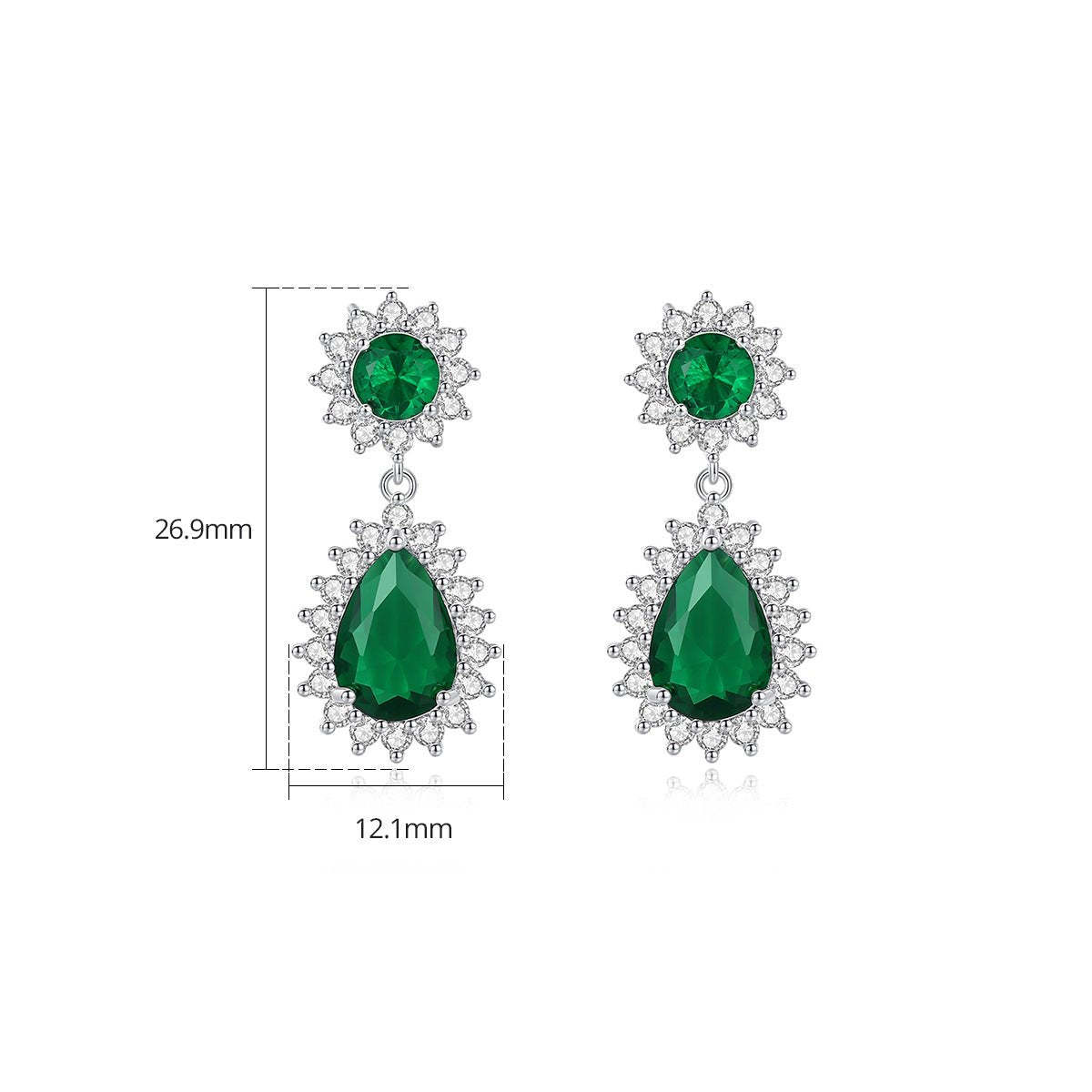 Green - Blue Trendy Pear Cut Moissanite Diamond Elegant 18k White Gold Plated Retro Drop Earrings | Mix Mix Style-Mix MIx Style