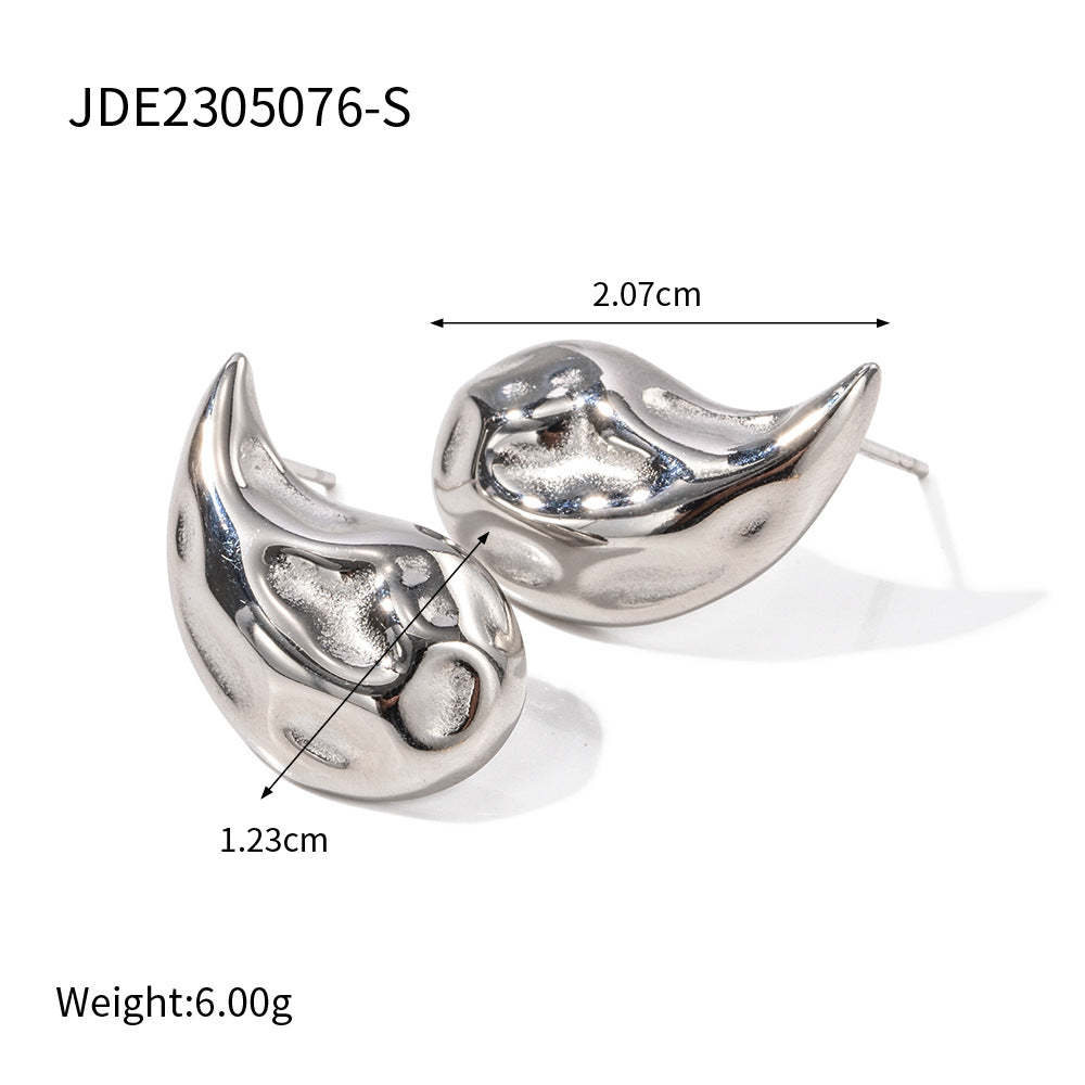 Irregular Drop Shaped Timeless Minimalist 18k Vermeil/White Gold Plated Drop Earrings | Mix Mix Style-Mix MIx Style