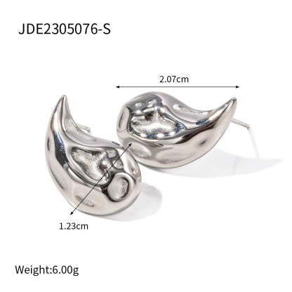 Irregular Drop Shaped Timeless Minimalist 18k Vermeil/White Gold Plated Drop Earrings | Mix Mix Style-Mix MIx Style
