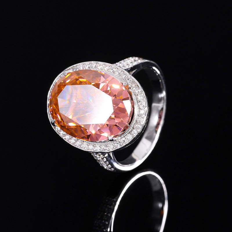 New European and American high carbon diamond padparadscha pendant 13*18 ring 12*16 earrings 8*12 set S925 silver-Mix MIx Style