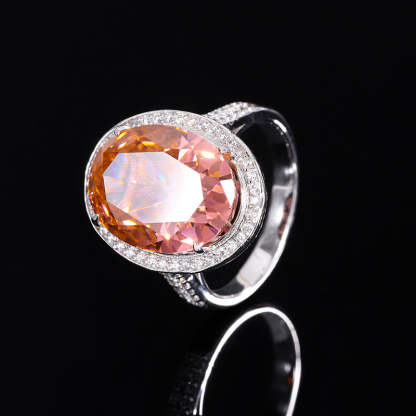 New European and American high carbon diamond padparadscha pendant 13*18 ring 12*16 earrings 8*12 set S925 silver-Mix MIx Style