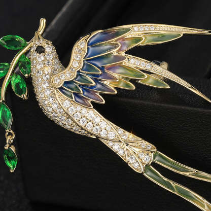 Xiliang Concubine high-end enamel swallow brooch zircon leaf bird brooch atmospheric national tide clothing accessories pin-Mix MIx Style