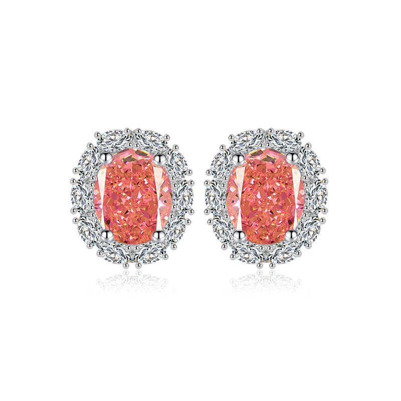 Orange & White Timeless Oval Cut Moissanite Diamond Elegant 18k White 