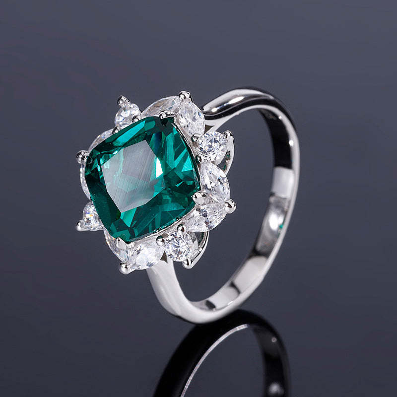 New S925 silver jewelry simulated colorful treasure square simple daily style suit for women 9*9-7*7-Mix MIx Style