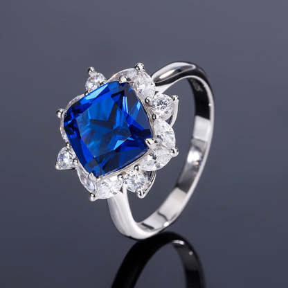 New S925 silver jewelry simulated colorful treasure square simple daily style suit for women 9*9-7*7-Mix MIx Style