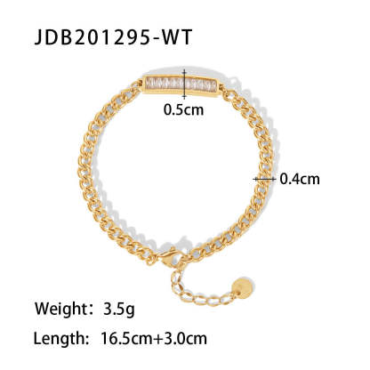 Moissanite Diamonds 18K Gold Plated and Silver Chain Bracelet | Mix Mix Style [Hot Seller]-Mix MIx Style