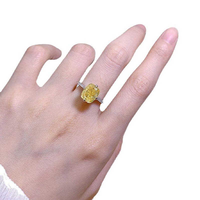 Mujing Jewelry 2023 New S925 3ct Silver Ring Women's 8*10 High Carbon Diamond Ice Flower Cut Fashion Simple Ring Ring-Mix MIx Style