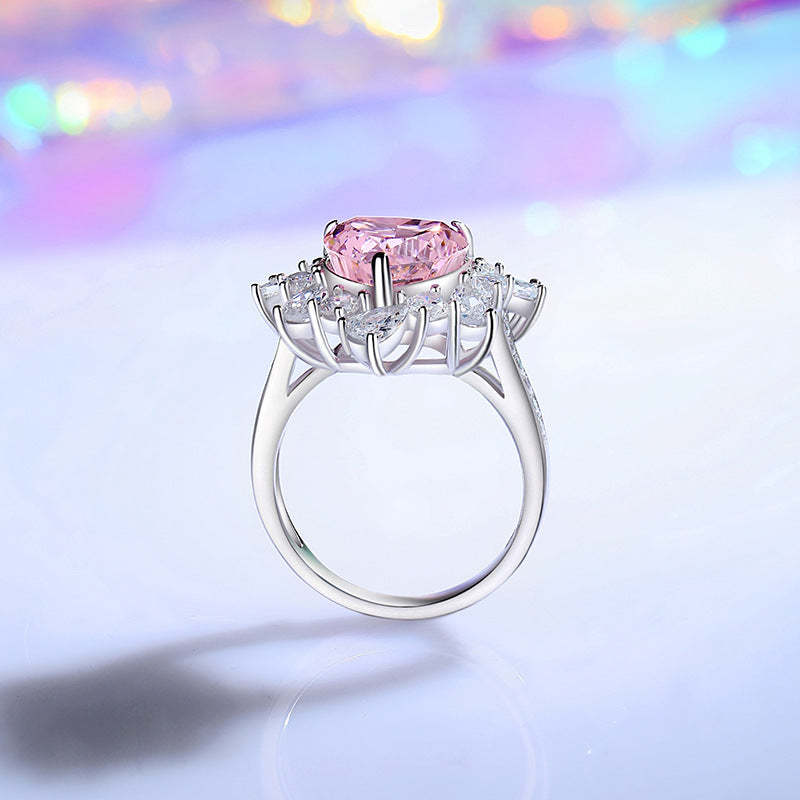 Moissanite Diamond Heart Shape 4 Carat Pink Diamond Ring Engagement Ring [Hot Seller]-Mix MIx Style