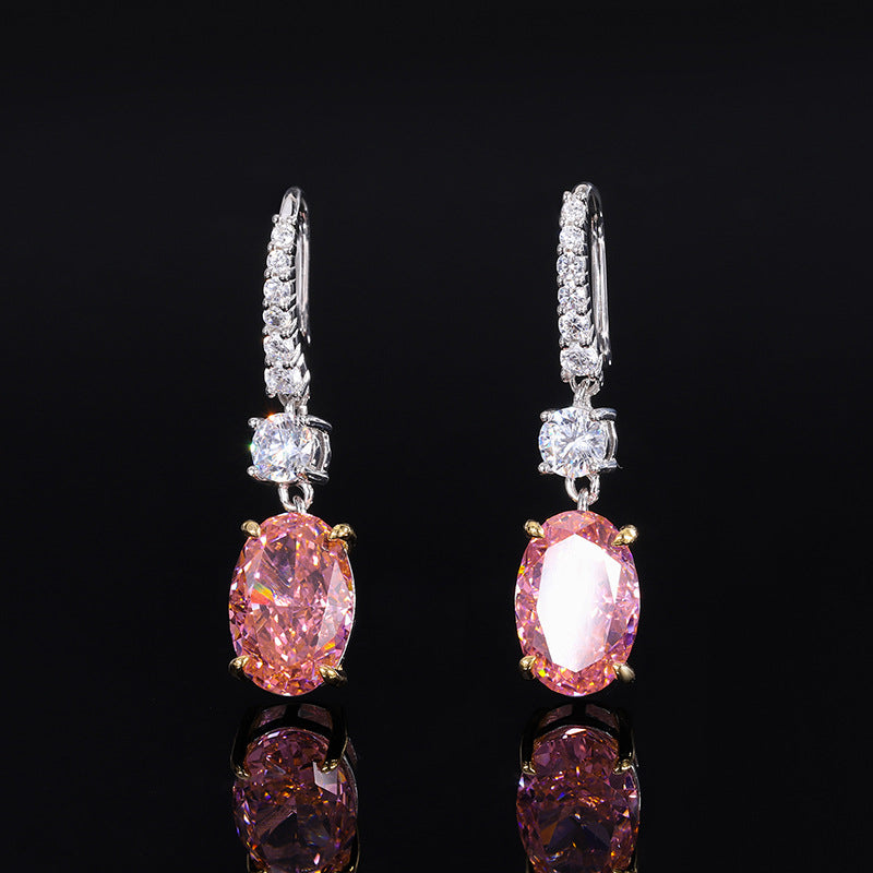New European and American high carbon diamond padparadscha pendant 13*18 ring 12*16 earrings 8*12 set S925 silver-Mix MIx Style