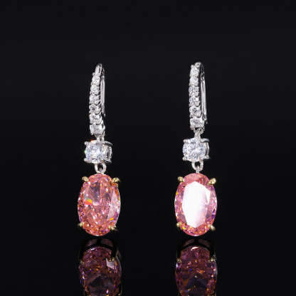 New European and American high carbon diamond padparadscha pendant 13*18 ring 12*16 earrings 8*12 set S925 silver-Mix MIx Style