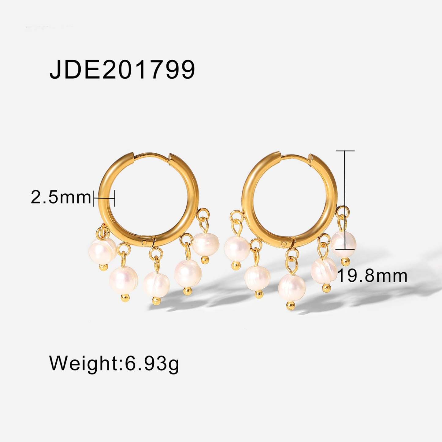 Classic Timeless White Akoya Pearls & Moissanite Diamonds Elegant 18k Vermeil Gold Plated Hoop/Drop Earrings | Mix Mix Style-Mix MIx Style