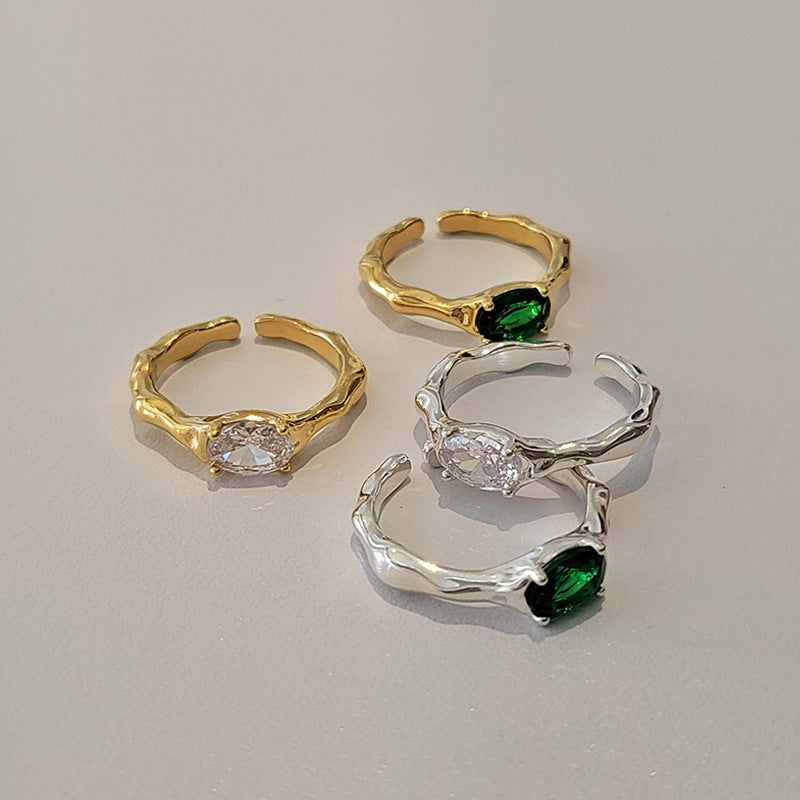 18k Gold Plated and Silver Diamond Irregular Opening Knuckle Ring | Mix Mix Style [Hot Seller]-Mix MIx Style
