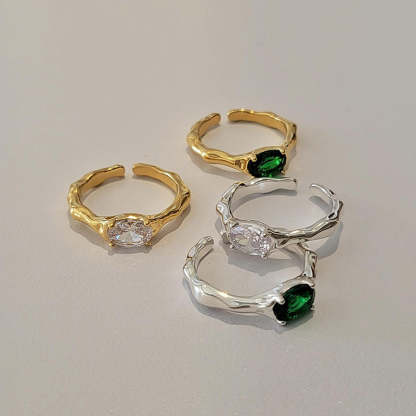 18k Gold Plated and Silver Diamond Irregular Opening Knuckle Ring | Mix Mix Style [Hot Seller]-Mix MIx Style