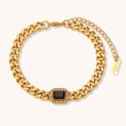 Vintage Thick Retro Classic Pendant Radiant Cut Diamond Luxury 18k Gold Plated Chain Bracelet Jewelry | Mix Mix Style-Mix MIx Style