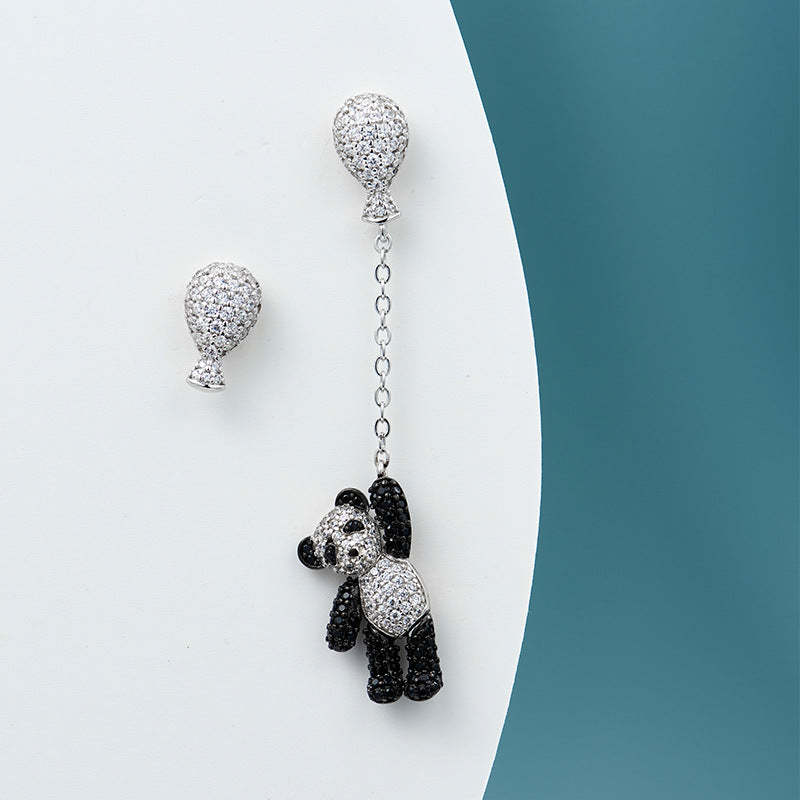 Korean Fashion Balloon Bear Earrings Gold-plated Creative Asymmetrical Red Panda Women's Earrings-Mix MIx Style