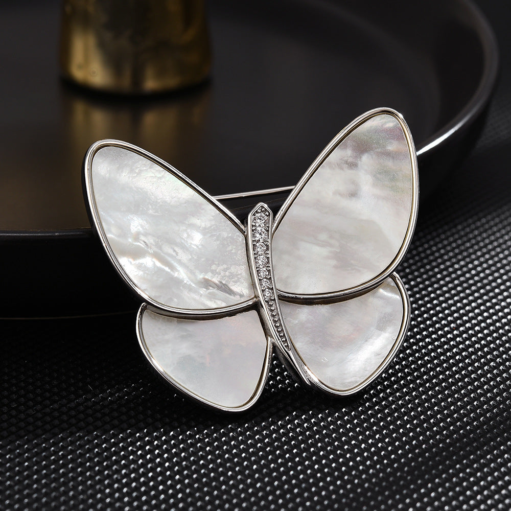 New luxury cocoon-born natural mother-of-pearl butterfly brooch fashionable and atmospheric princess same style brooch spot-Mix MIx Style