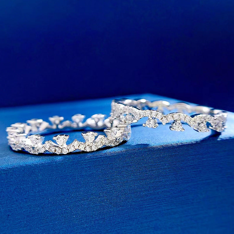Row White Round Cut Moissanite Diamonds 18k White Gold Plated Engagement Band Ring | Mix Mix Style-Mix MIx Style