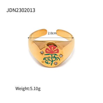 European and American ins style cross-border enamel painting high-grade amulet open ring does not fade trendy all-match ring-Mix MIx Style