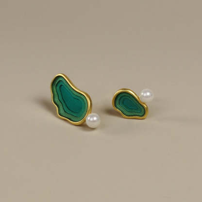 Looking for original lake water sterling silver niche design high-end French asymmetrical imitation pearl earrings and earrings-Mix MIx Style
