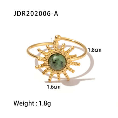 European and American retro stainless steel ring 18k gold plated ring inlaid with malachite jewelry wholesale-Mix MIx Style