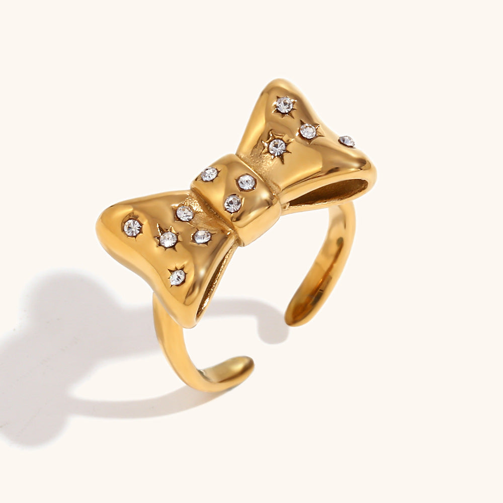 Bow/Butterfly/Heart Styles Open Retro Classic Diamonds Dainty 18k Vermeil Gold Plated Ring Jewelry | Mix Mix Style-Mix MIx Style