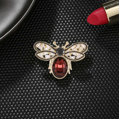 Bee anti-exposure buckle crystal zircon inlaid niche high-end corsage cardigan suit brooch clothing wholesale-Mix MIx Style