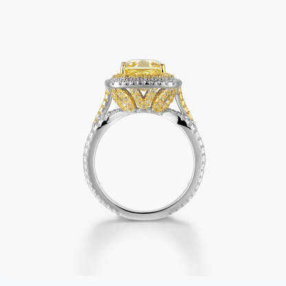 Yellow Luxury Cushion Cut Moissanite Diamond 5ct 18k White Gold Engagement Ring | Mix Mix Style-Mix MIx Style