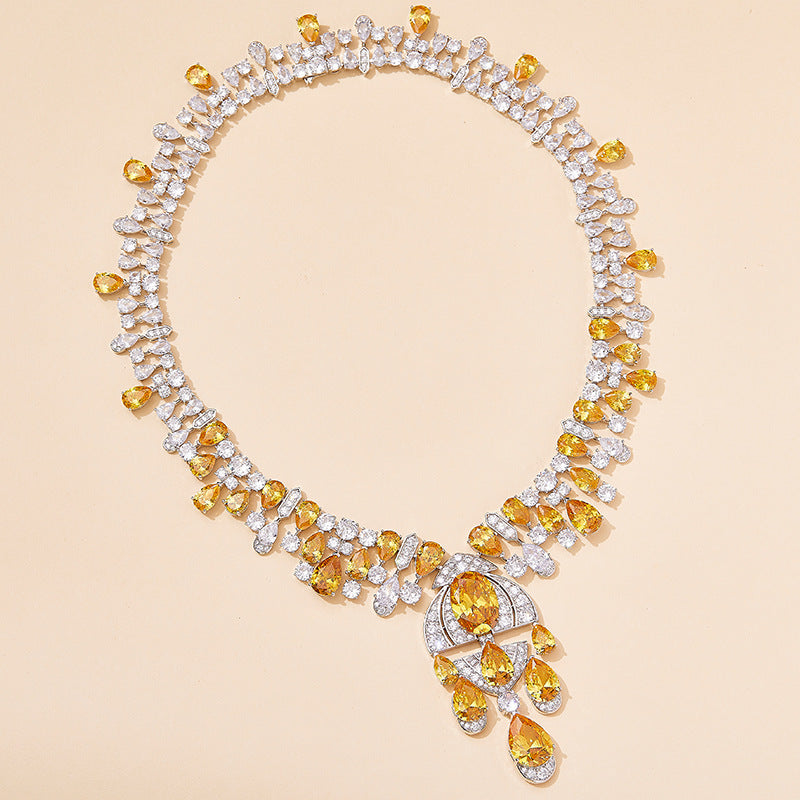 Yellow Diamond Bridal Necklace Choker 18k Gold Moissanite Jewelry Mix Mix Style [Hot Seller]-Mix MIx Style