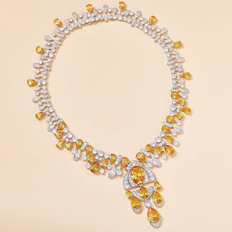 Yellow Diamond Bridal Necklace Choker 18k Gold Moissanite Jewelry Mix Mix Style [Hot Seller]-Mix MIx Style