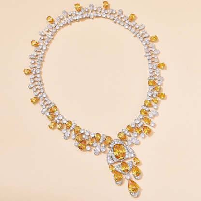 Yellow Diamond Bridal Necklace Choker 18k Gold Moissanite Jewelry Mix Mix Style [Hot Seller]-Mix MIx Style