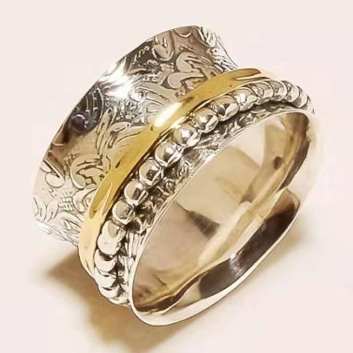 Two Color Vintage Classic 18k Vermeil Gold Plated Retro Thick Ring | M