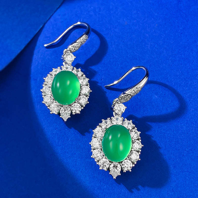 Green & White Classic Timeless Moissanite Diamonds Elegant 18k White Gold Plated Drop Earrings | Mix Mix Style-Mix MIx Style