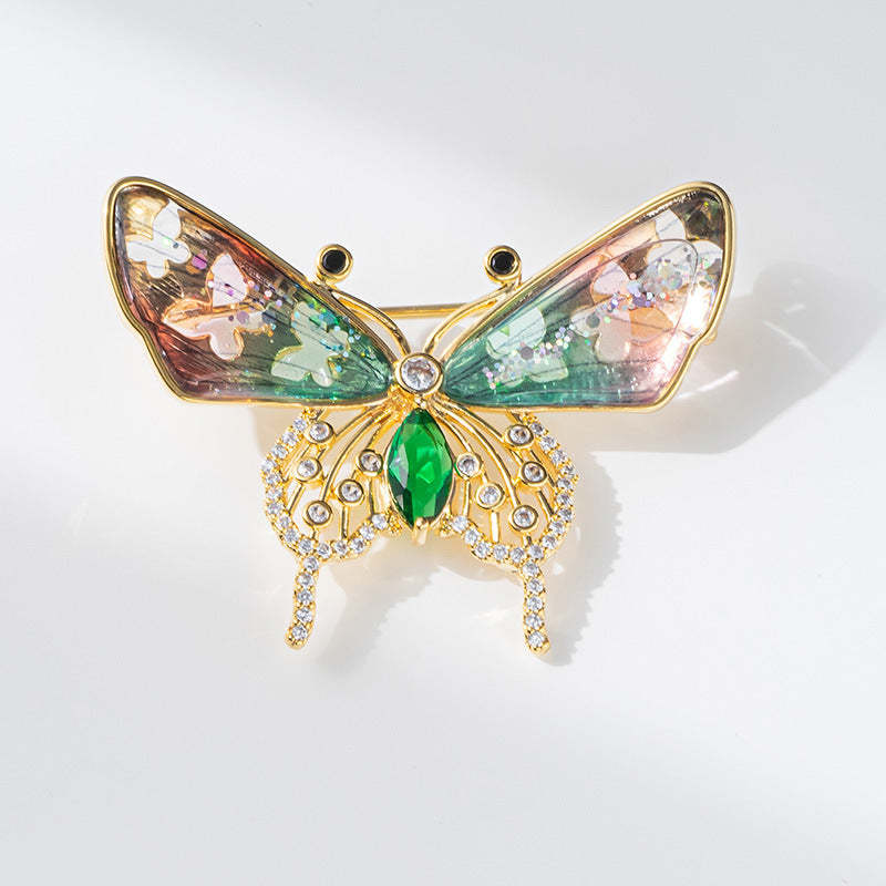 Xiliang Concubine light luxury high-end niche gradient crystal butterfly brooch female high-end temperament insect zircon pin-Mix MIx Style