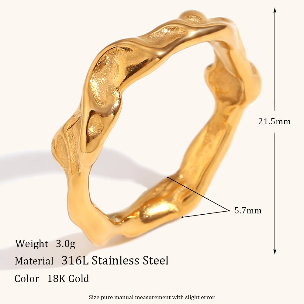 Irregular Minimalist Vintage Classic Elegant Dainty Solid 18k Vermeil Gold Plated Ring Jewelry | Mix Mix Style-Mix MIx Style