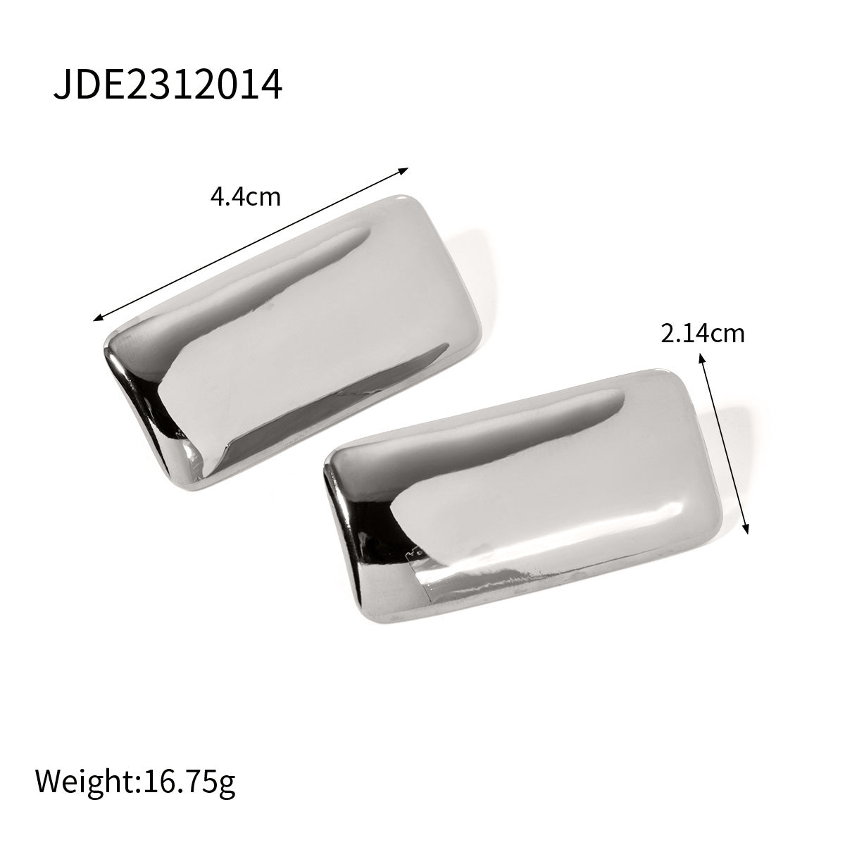 Minimalist Glossy Rectangular Shape Elegant 18k Vermeil/White Gold Plated Stud Earrings | Mix Mix Style-Mix MIx Style