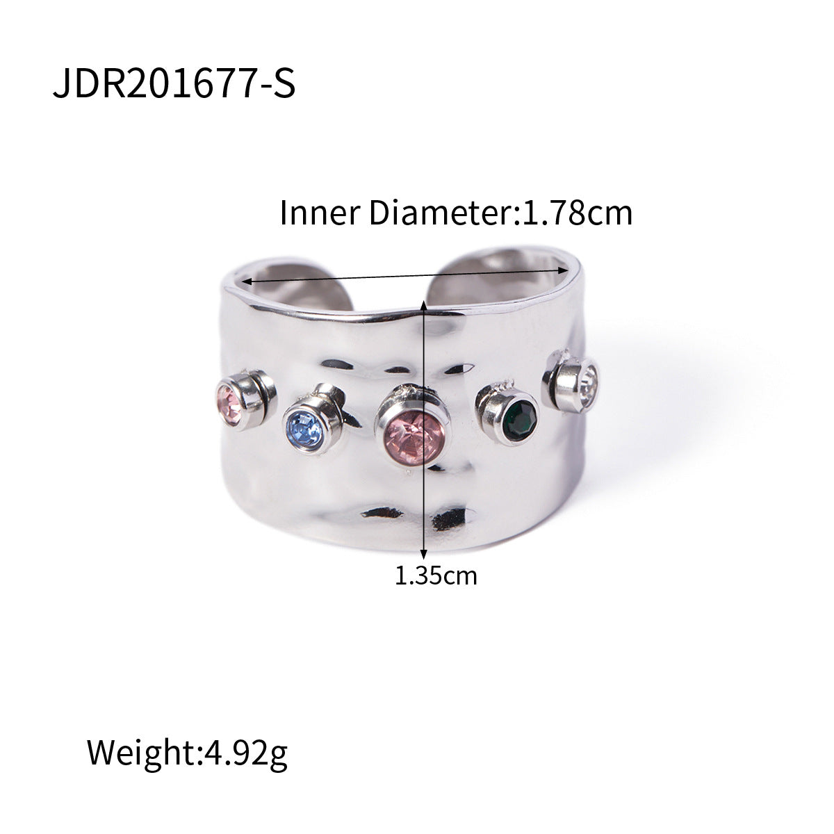 European and American INS Internet celebrity same style colorful zircon open jewelry women's stainless steel steel color personalized ring-Mix MIx Style