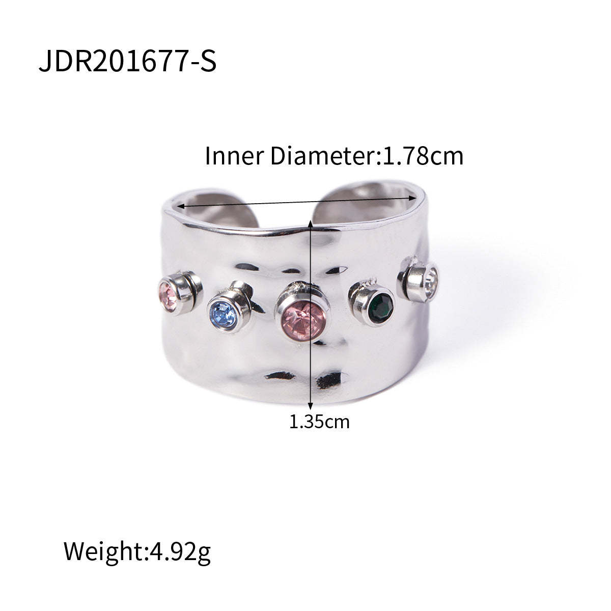 European and American INS Internet celebrity same style colorful zircon open jewelry women's stainless steel steel color personalized ring-Mix MIx Style