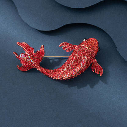 Xiliang Concubine 2024 New Fashion Year-round Fish Design Enamel Red Carp Brooch New Year Gift-Mix MIx Style