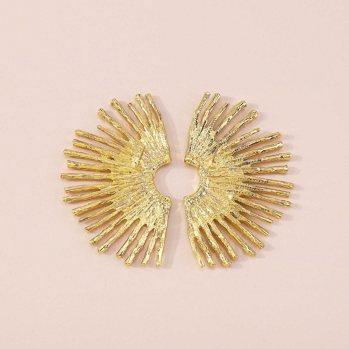 Fan Shaped Timeless Trendy Elegant 18k Vermeil/White Gold Plated Stud Earrings | Mix Mix Style-Mix MIx Style